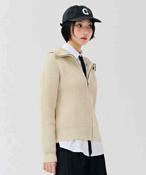 CHASECULT（チェイスカルト）の「レディース カラー ジップアップ スウェット - ベージュ（カーディガン/ボレロ・レディース・Beige・85/90）」の3枚目の写真