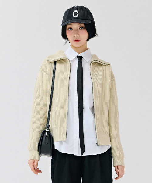 CHASECULT（チェイスカルト）の「レディース カラー ジップアップ スウェット - ベージュ（カーディガン/ボレロ・レディース・Beige・85/90）」の4枚目の写真