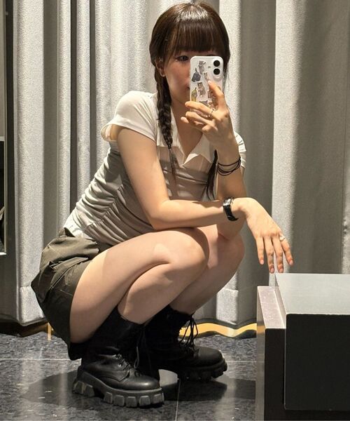 MUSINSA STANDARD WOMAN（ムシンサスタンダードウーマン）の「ウィメンズ CN カーゴバンディングショーツ [カーキブラウン]（その他パンツ・レディース・その他・30/24/26/28）」の4枚目の写真