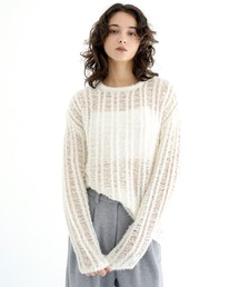 SHEER SHAGGY LOOSE KNIT TOPS