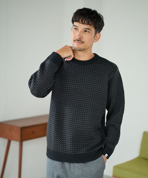 FOUND GOOD（ファウンドグッド）の「バーズアイガラニット（ニット/セーター・メンズ・ネイビー/グリーン/ブラック・L/M/XL）」の2枚目の写真