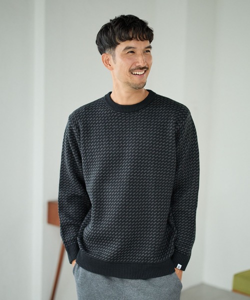 FOUND GOOD（ファウンドグッド）の「バーズアイガラニット（ニット/セーター・メンズ・ネイビー/グリーン/ブラック・L/M/XL）」の5枚目の写真