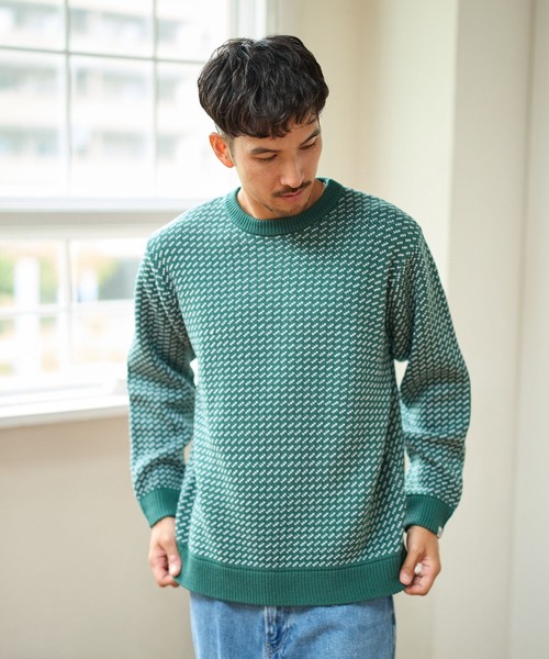 FOUND GOOD（ファウンドグッド）の「バーズアイガラニット（ニット/セーター・メンズ・ネイビー/グリーン/ブラック・L/M/XL）」の18枚目の写真