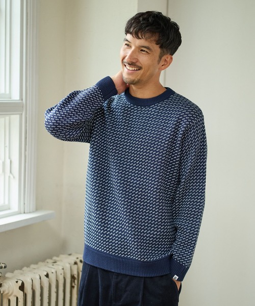 FOUND GOOD（ファウンドグッド）の「バーズアイガラニット（ニット/セーター・メンズ・ネイビー/グリーン/ブラック・L/M/XL）」の20枚目の写真