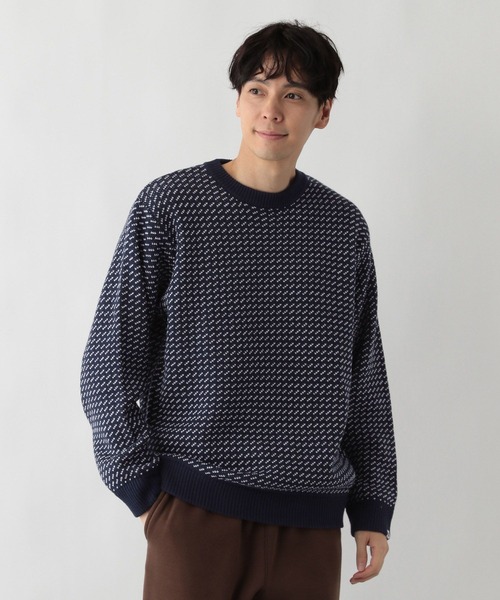 FOUND GOOD（ファウンドグッド）の「バーズアイガラニット（ニット/セーター・メンズ・ネイビー/グリーン/ブラック・L/M/XL）」の9枚目の写真