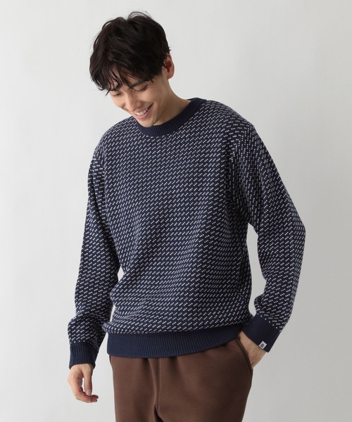 FOUND GOOD（ファウンドグッド）の「バーズアイガラニット（ニット/セーター・メンズ・ネイビー/グリーン/ブラック・L/M/XL）」の11枚目の写真