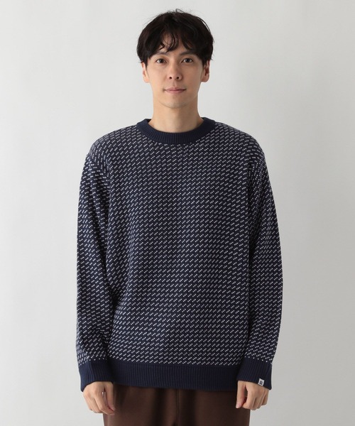 FOUND GOOD（ファウンドグッド）の「バーズアイガラニット（ニット/セーター・メンズ・ネイビー/グリーン/ブラック・L/M/XL）」の12枚目の写真