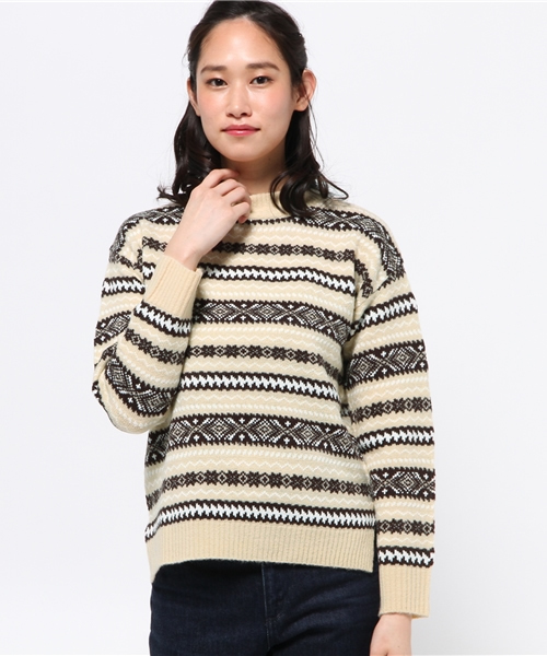 OUTLET(アウトレット)の「【CIAOPANIC TYPY】ジャガードニットプルオーバー(ニット/セーター・レディース・グレー/オフホワイト/ベージュ・ONE)」の1枚目の写真