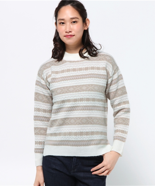 OUTLET(アウトレット)の「【CIAOPANIC TYPY】ジャガードニットプルオーバー(ニット/セーター・レディース・グレー/オフホワイト/ベージュ・ONE)」の2枚目の写真