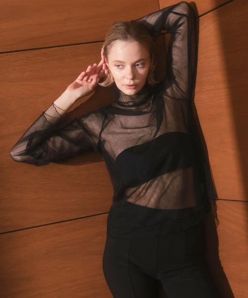 DONOBAN（ドノバン）の「【ANDRESD】tulle layered tops 結婚式 パーティードレス オケージョンドレス お呼ばれ 二次会 成人式 同窓会（シャツ/ブラウス・レディース・ブラック/ホワイト/ブルー・ONE SIZE）」の5枚目の写真