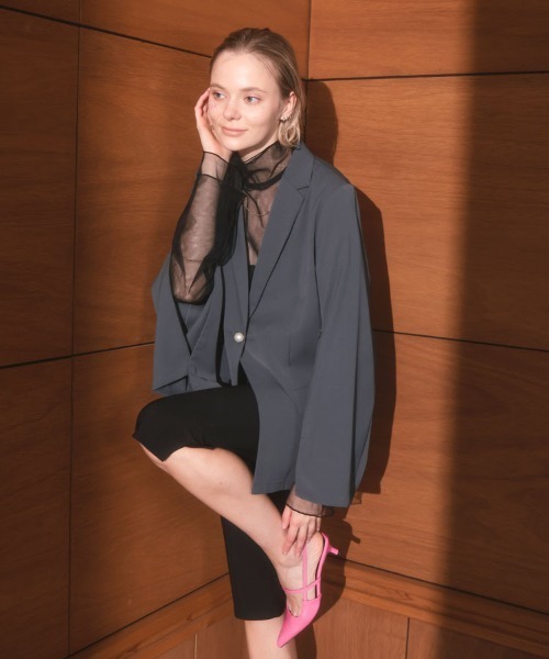 DONOBAN（ドノバン）の「【ANDRESD】tulle layered tops 結婚式 パーティードレス オケージョンドレス お呼ばれ 二次会 成人式 同窓会（シャツ/ブラウス・レディース・ブラック/ホワイト/ブルー・ONE SIZE）」の16枚目の写真