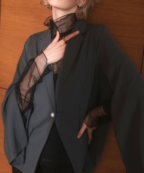 DONOBAN（ドノバン）の「【ANDRESD】tulle layered tops 結婚式 パーティードレス オケージョンドレス お呼ばれ 二次会 成人式 同窓会（シャツ/ブラウス・レディース・ブラック/ホワイト/ブルー・ONE SIZE）」の17枚目の写真