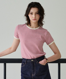 レターストライプ半袖Tシャツ_Red ST