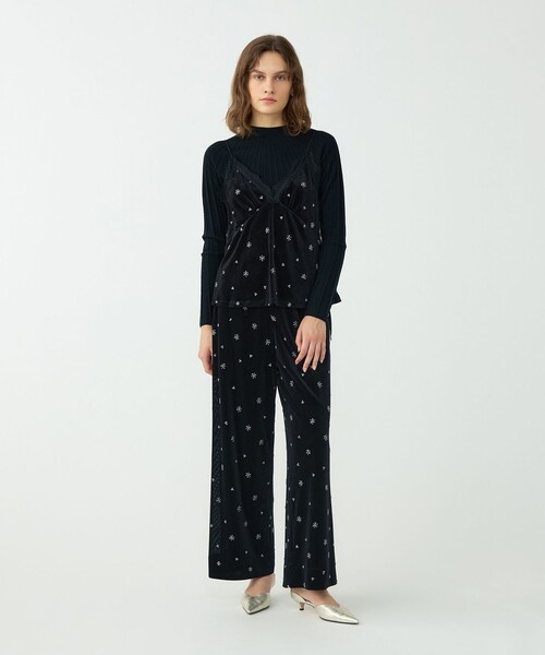 BALLSEY（ボールジィ）の「メッシュベロアエンブロイダリー サイドドロストパンツ（その他パンツ・レディース・ブラック・36/34）」の2枚目の写真