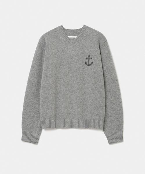 UNIFORM BRIDGE(ユニフォームブリッジ)の「cashmere blended anchor crew neck knit melange grey(ニット/セーター・メンズ・その他・MEDIUM/LARGE/X-LARGE/XX-LARGE)」の1枚目の写真