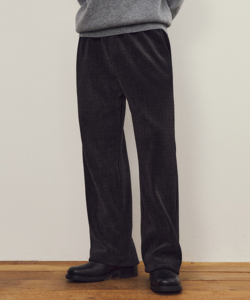WEDNESDAY OASIS（ウェンズデーオアシス）の「フランネルフリースコーデュロイパンツ_BLACK（スウェットパンツ・メンズ・ブラック・MEDIUM/LARGE）」の3枚目の写真
