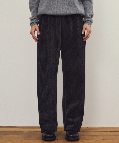 WEDNESDAY OASIS（ウェンズデーオアシス）の「フランネルフリースコーデュロイパンツ_BLACK（スウェットパンツ・メンズ・ブラック・MEDIUM/LARGE）」の5枚目の写真
