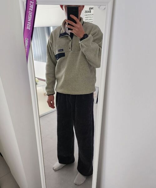 WEDNESDAY OASIS（ウェンズデーオアシス）の「フランネルフリースコーデュロイパンツ_BLACK（スウェットパンツ・メンズ・ブラック・MEDIUM/LARGE）」の2枚目の写真