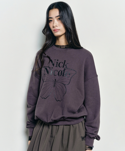 NICK&NICOLE(ニックアンドニコール)の「BUTTERFLY SIGNATURE SWEATSHIRT_CHARCOAL BLACK(スウェット・レディース・その他・FREE)」の2枚目の写真
