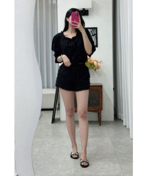 LADY VOLUME(レディーボリューム)の「LACE BANDING COTTON SHORTS_BLACK(その他パンツ・レディース・その他・SMALL/MEDIUM)」の3枚目の写真