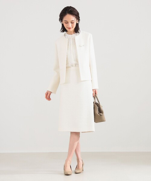 Demi-Luxe BEAMS（デミルクス ビームス）の「【セレモニー・フォーマル】ツイード クルーネック ジャケット＊（その他アウター・レディース・ベージュ/ネイビー・36/38/40）」の9枚目の写真