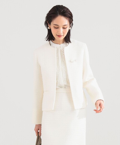 Demi-Luxe BEAMS（デミルクス ビームス）の「【セレモニー・フォーマル】ツイード クルーネック ジャケット＊（その他アウター・レディース・ベージュ/ネイビー・36/38/40）」の10枚目の写真