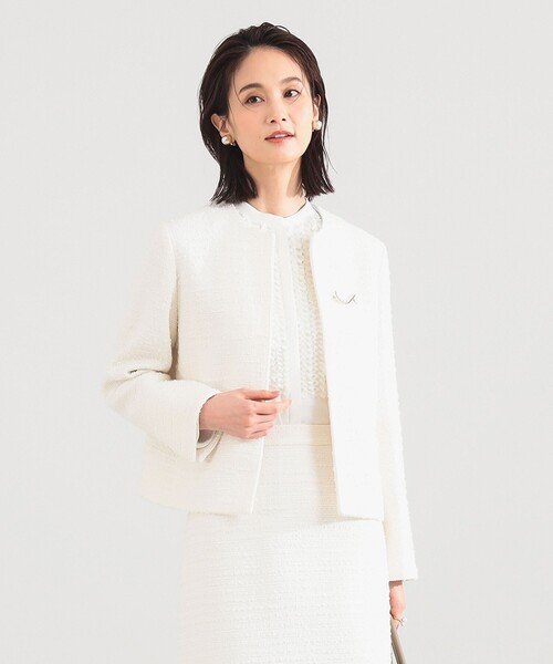 Demi-Luxe BEAMS（デミルクス ビームス）の「【セレモニー・フォーマル】ツイード クルーネック ジャケット＊（その他アウター・レディース・ベージュ/ネイビー・36/38/40）」の11枚目の写真