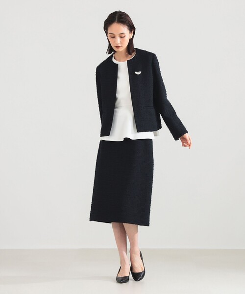 Demi-Luxe BEAMS（デミルクス ビームス）の「【セレモニー・フォーマル】ツイード クルーネック ジャケット＊（その他アウター・レディース・ベージュ/ネイビー・36/38/40）」の14枚目の写真