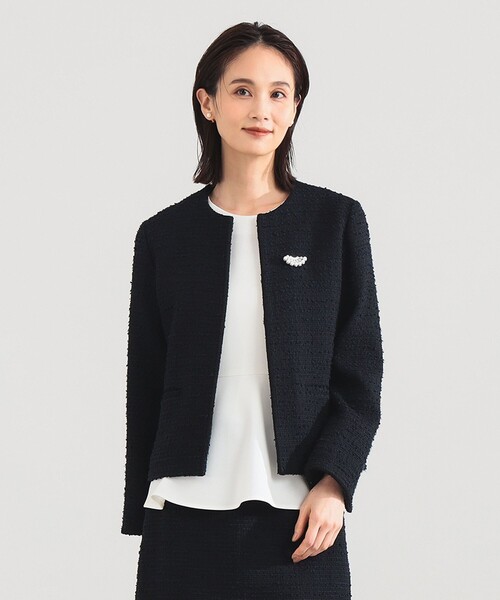 Demi-Luxe BEAMS（デミルクス ビームス）の「【セレモニー・フォーマル】ツイード クルーネック ジャケット＊（その他アウター・レディース・ベージュ/ネイビー・36/38/40）」の15枚目の写真