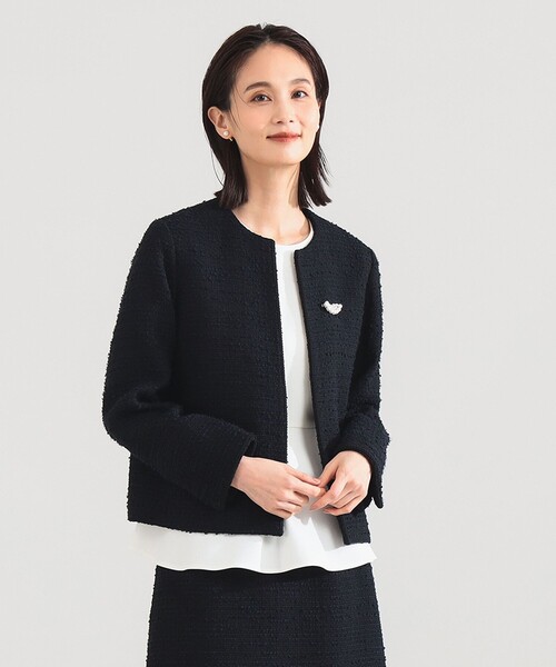 Demi-Luxe BEAMS（デミルクス ビームス）の「【セレモニー・フォーマル】ツイード クルーネック ジャケット＊（その他アウター・レディース・ベージュ/ネイビー・36/38/40）」の16枚目の写真