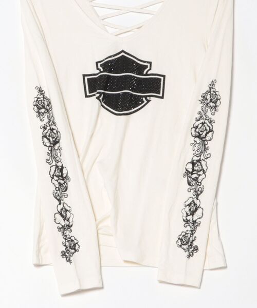 ブリング ロングスリーブ レースアップ バック Vネック Tシャツ