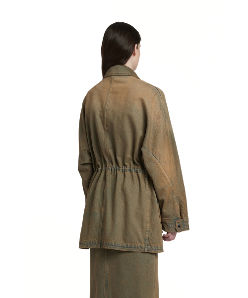 TRUNK PROJECT(トランクプロジェクト)の「Drawstring Denim Jacket_Khaki(デニムジャケット・レディース・カーキ・X-SMALL/SMALL/LARGE)」の2枚目の写真