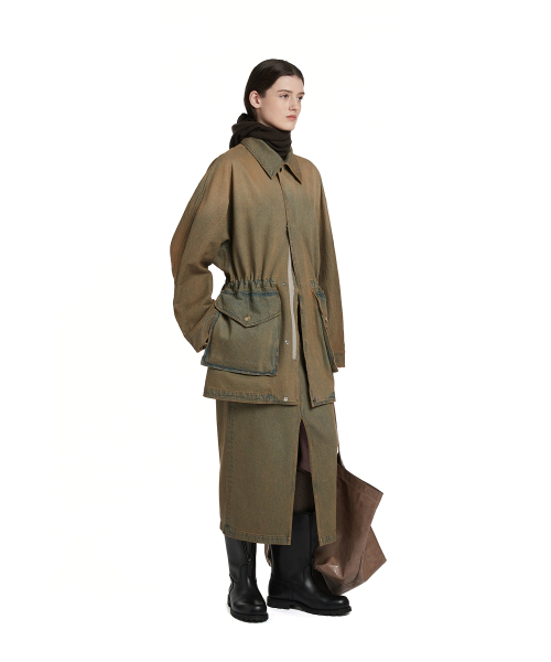 TRUNK PROJECT(トランクプロジェクト)の「Drawstring Denim Jacket_Khaki(デニムジャケット・レディース・カーキ・X-SMALL/SMALL/LARGE)」の3枚目の写真