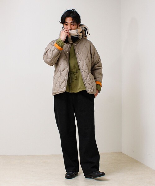 GLOSTER（グロスター）の「ウール混ブークレ 大判チェックマフラー（マフラー・メンズ・ブルー系その他6/オレンジ系その他/グリーン系その他・FREE）」の5枚目の写真