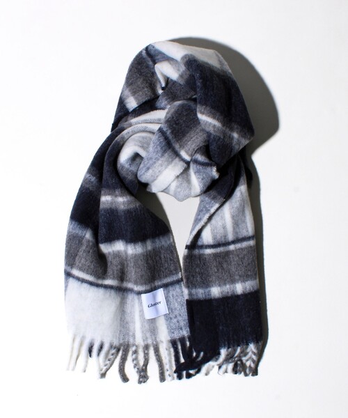 GLOSTER（グロスター）の「ウール混ブークレ 大判チェックマフラー（マフラー・メンズ・ブルー系その他6/オレンジ系その他/グリーン系その他・FREE）」の7枚目の写真