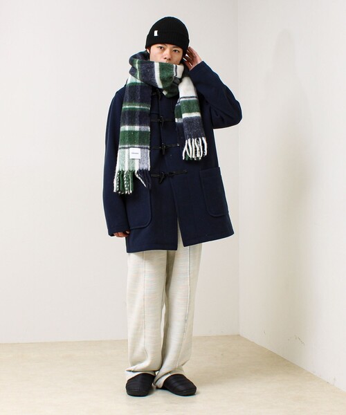 GLOSTER（グロスター）の「ウール混ブークレ 大判チェックマフラー（マフラー・メンズ・ブルー系その他6/オレンジ系その他/グリーン系その他・FREE）」の10枚目の写真