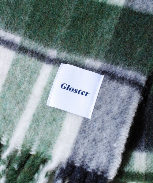 GLOSTER（グロスター）の「ウール混ブークレ 大判チェックマフラー（マフラー・メンズ・ブルー系その他6/オレンジ系その他/グリーン系その他・FREE）」の12枚目の写真