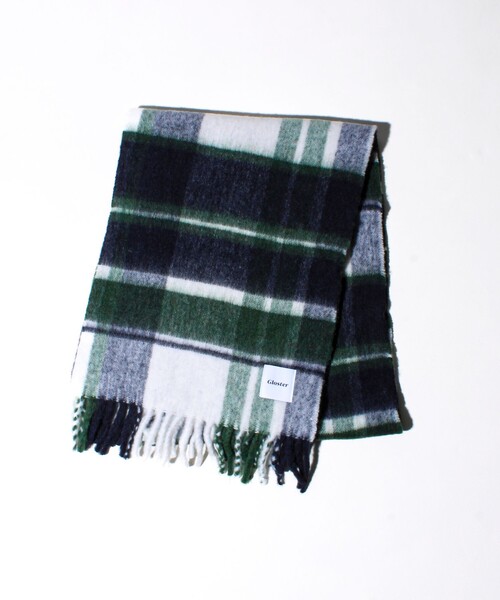 GLOSTER（グロスター）の「ウール混ブークレ 大判チェックマフラー（マフラー・メンズ・ブルー系その他6/オレンジ系その他/グリーン系その他・FREE）」の14枚目の写真