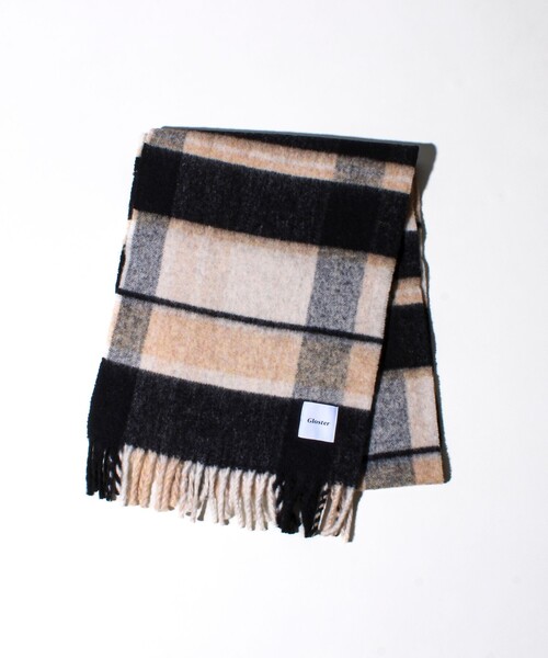 GLOSTER（グロスター）の「ウール混ブークレ 大判チェックマフラー（マフラー・メンズ・ブルー系その他6/オレンジ系その他/グリーン系その他・FREE）」の16枚目の写真