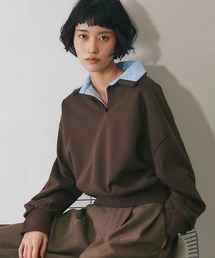 レイヤードシャツ衿スウェット