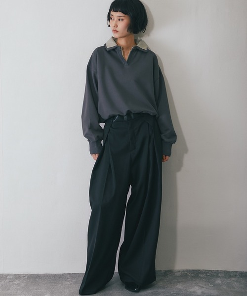ANOTHER S(アナザーエス)の「レイヤードシャツ衿スウェット(Tシャツ/カットソー・レディース・チャコールグレー/ネイビー/ブラウン・FREE)」の11枚目の写真