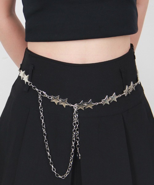 VIBGYOR Women（ヴィブジョー　ウィメン）の「【urge select】バタフライ/スター シルバーモチーフ チェーンベルト（ベルト・レディース・シルバー系2/シルバー系1・FREE）」の2枚目の写真