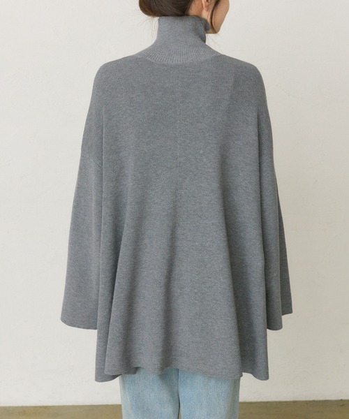 PUAL CE CIN（ピュアルセシン）の「ハイネックフレアニットプルオーバー（ニット/セーター・レディース・ブラック/グレー・FREE）」の11枚目の写真