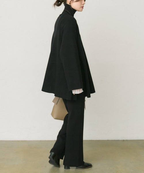 PUAL CE CIN（ピュアルセシン）の「ハイネックフレアニットプルオーバー（ニット/セーター・レディース・ブラック/グレー・FREE）」の7枚目の写真