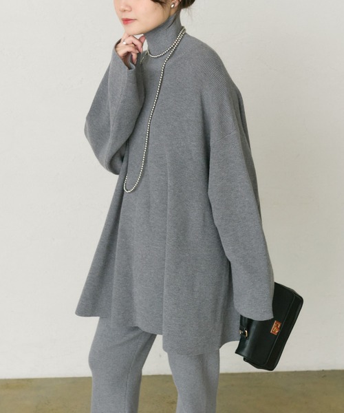 PUAL CE CIN（ピュアルセシン）の「ハイネックフレアニットプルオーバー（ニット/セーター・レディース・ブラック/グレー・FREE）」の19枚目の写真