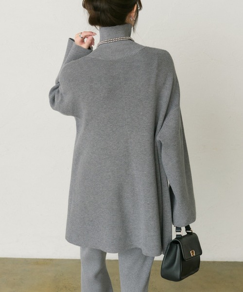 PUAL CE CIN（ピュアルセシン）の「ハイネックフレアニットプルオーバー（ニット/セーター・レディース・ブラック/グレー・FREE）」の20枚目の写真