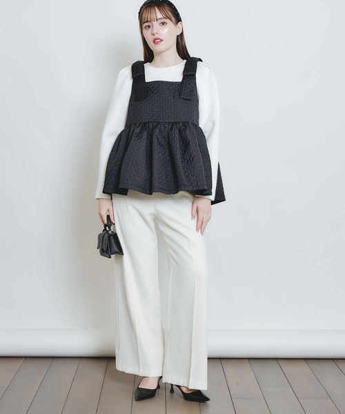 PICCIN PERLA（ピッチンペルラ）の「ショルダーリボンジャガードビスチェ（キャミソール・レディース・ブラック・M）」の9枚目の写真