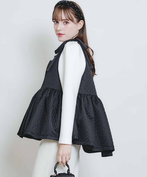 PICCIN PERLA（ピッチンペルラ）の「ショルダーリボンジャガードビスチェ（キャミソール・レディース・ブラック・M）」の12枚目の写真