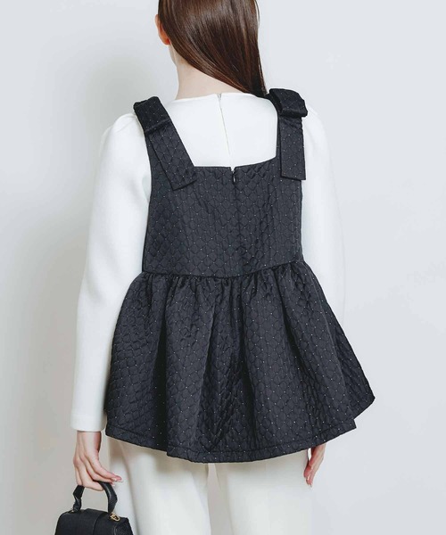 PICCIN PERLA（ピッチンペルラ）の「ショルダーリボンジャガードビスチェ（キャミソール・レディース・ブラック・M）」の11枚目の写真