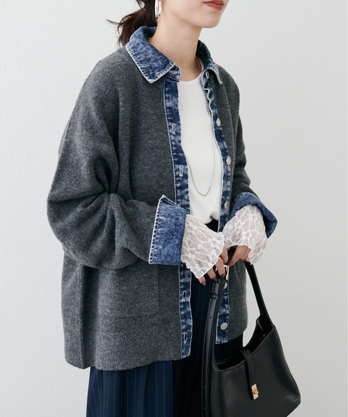 LARUTA（ラルータ）の「【LARUTA】レースドッキングロンT（Tシャツ/カットソー・レディース・ブラック/オフホワイト・FREE）」の2枚目の写真